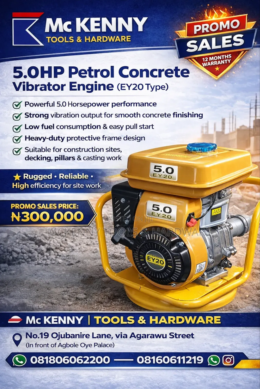 5.0hp Petrol Concrete Vibrator Engine (Ey20 Type)