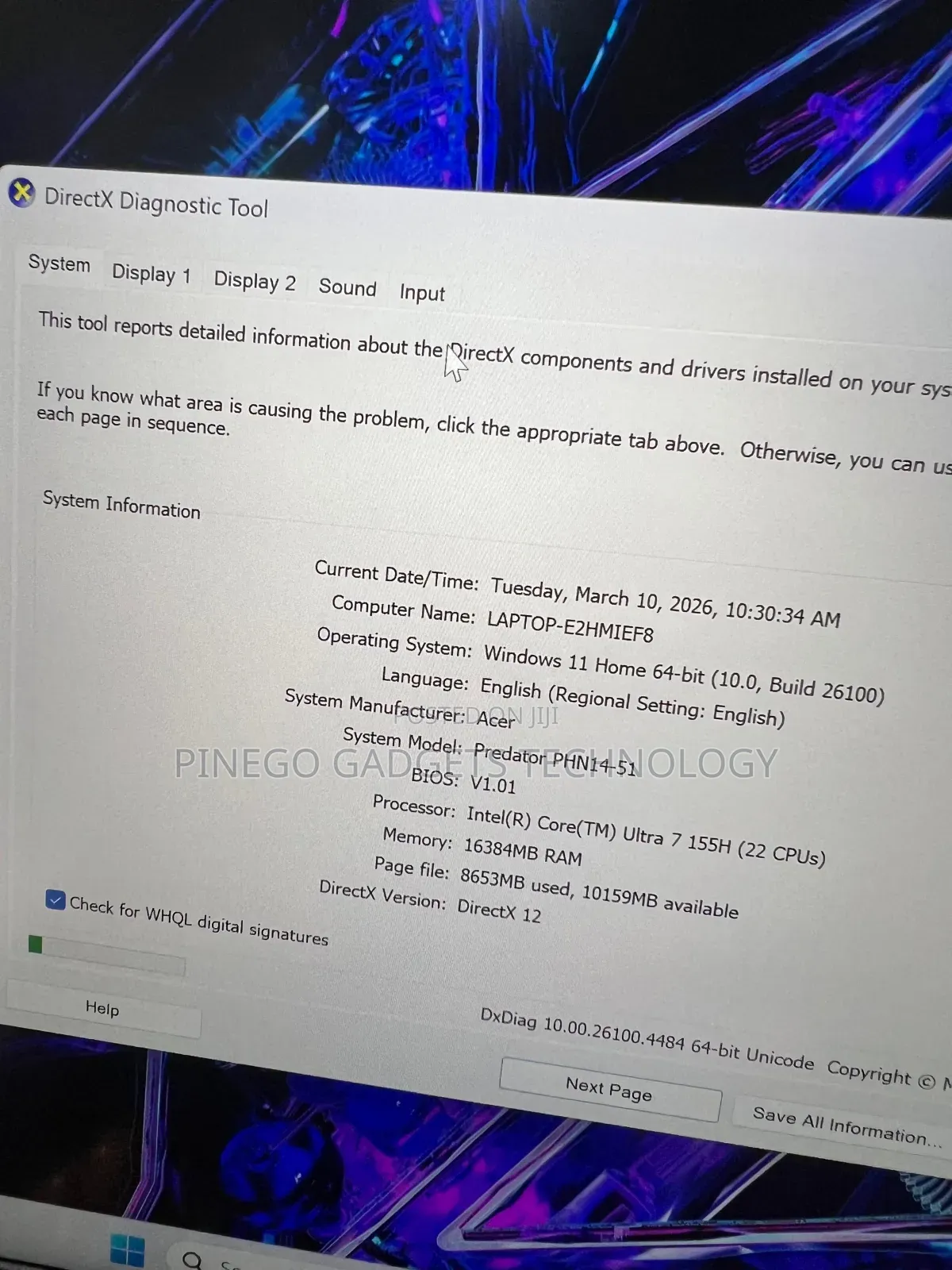 Laptop Acer Predator Helios Neo 14 16GB Intel Core Ultra 7 SSD 1T