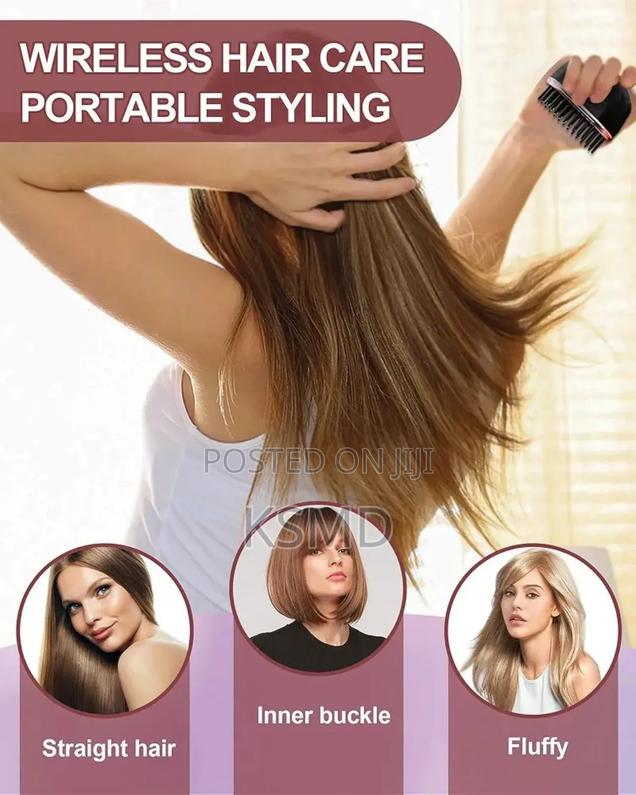 Portable Mini Rechargeable Wireless Hair Straightener Cordless Brush
