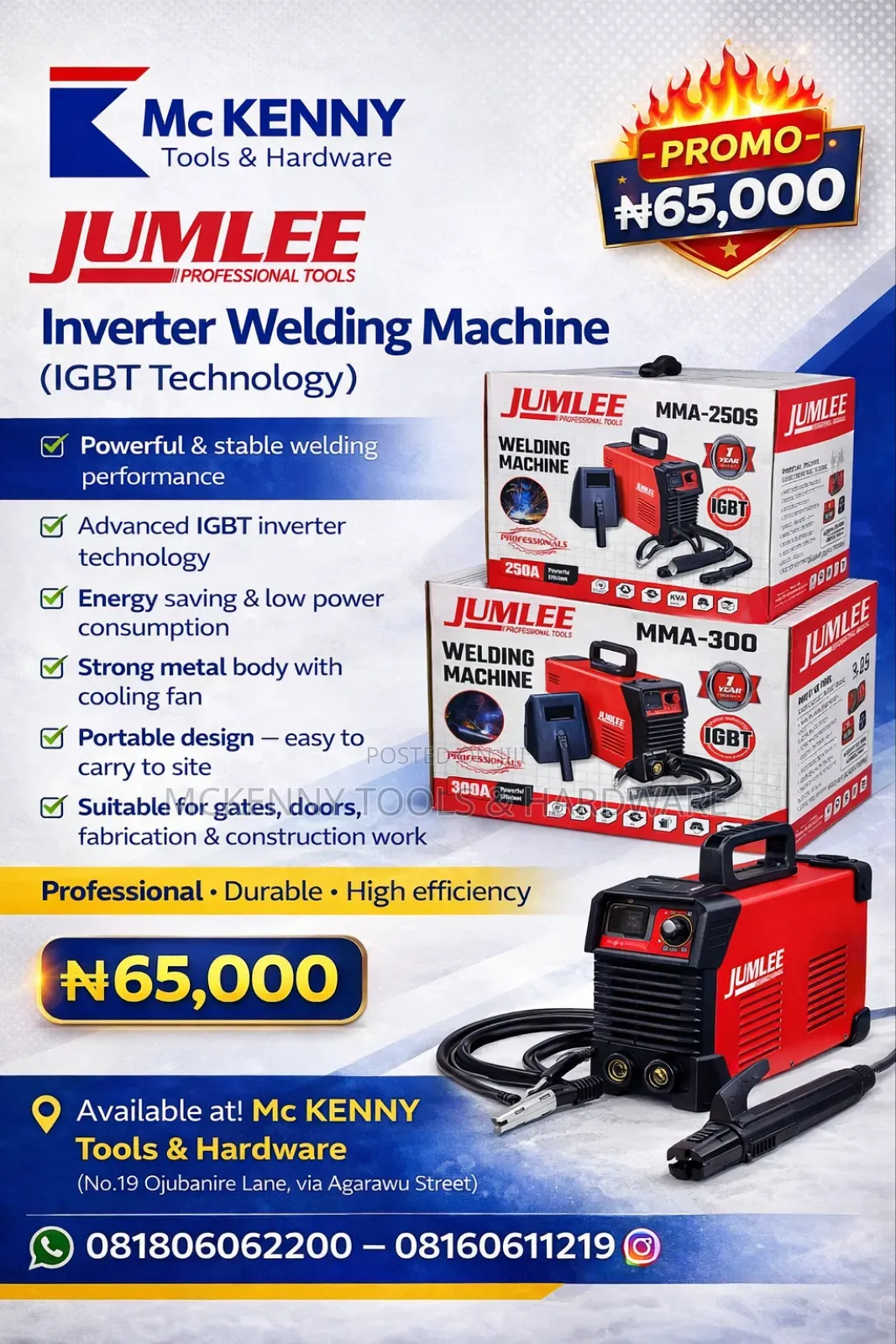 Jumlee 250a Inverter Welding Machine (Igbt Technology)