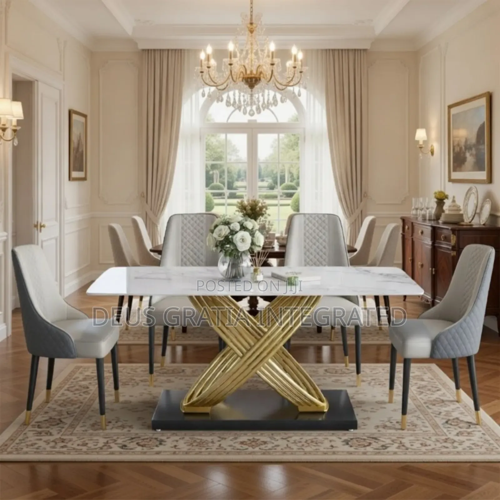 Luxury Marble Dining Table With 6 Chairs