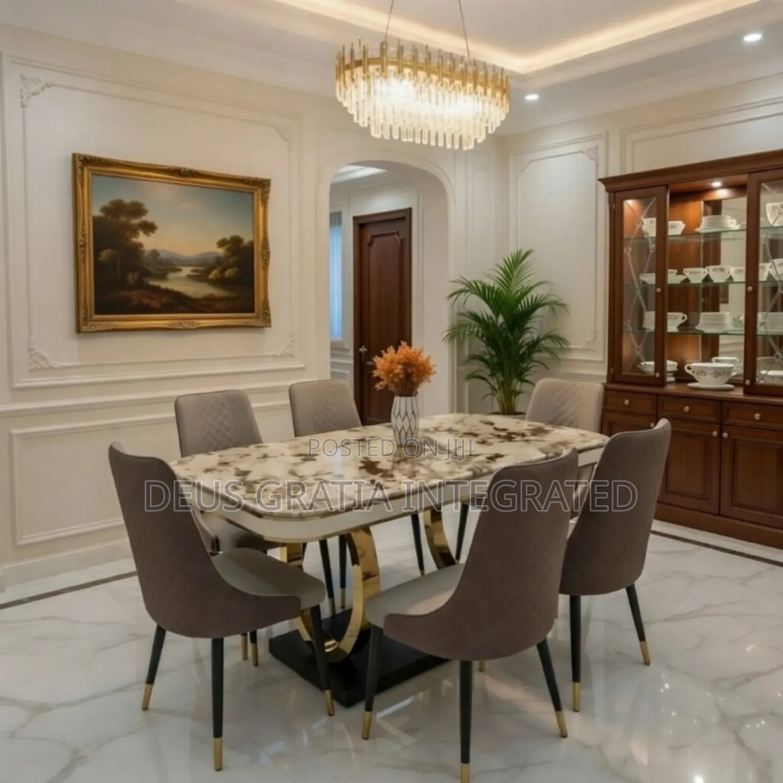 . 6-seater Marble Dining Table & Chairs
