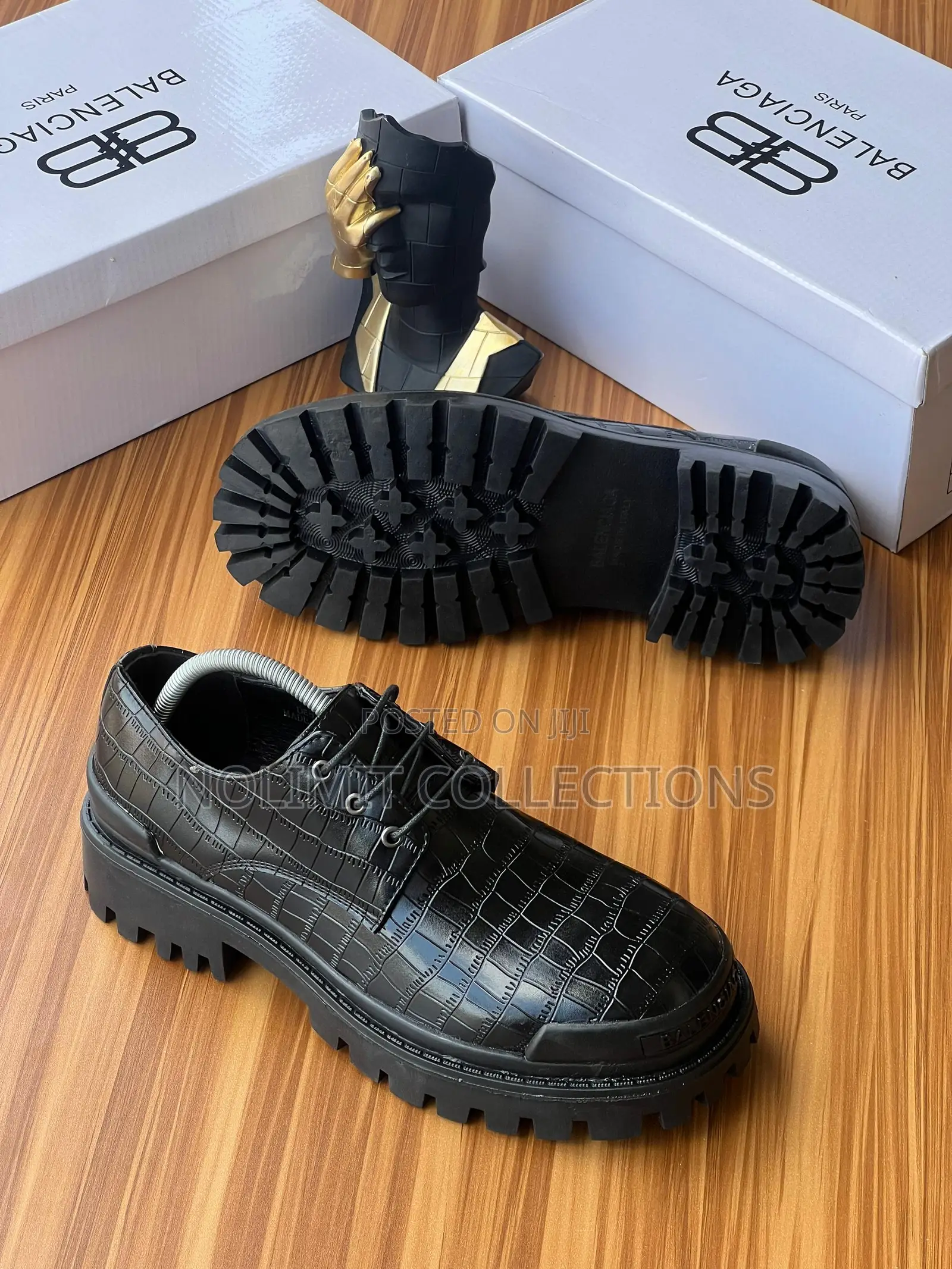 Balenciaga Patterned Croc Skin Derby Shoe