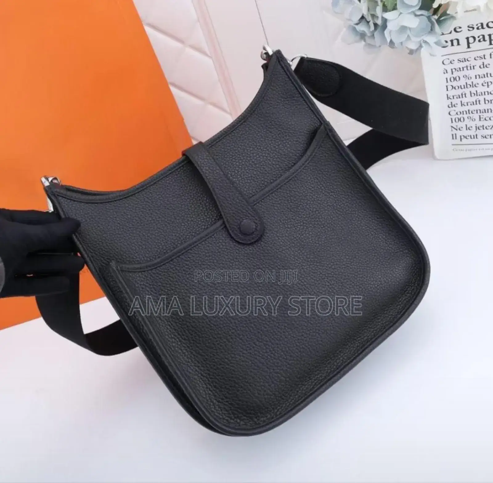 Hermes Genuine Leather Men's Crossbody Side Bags