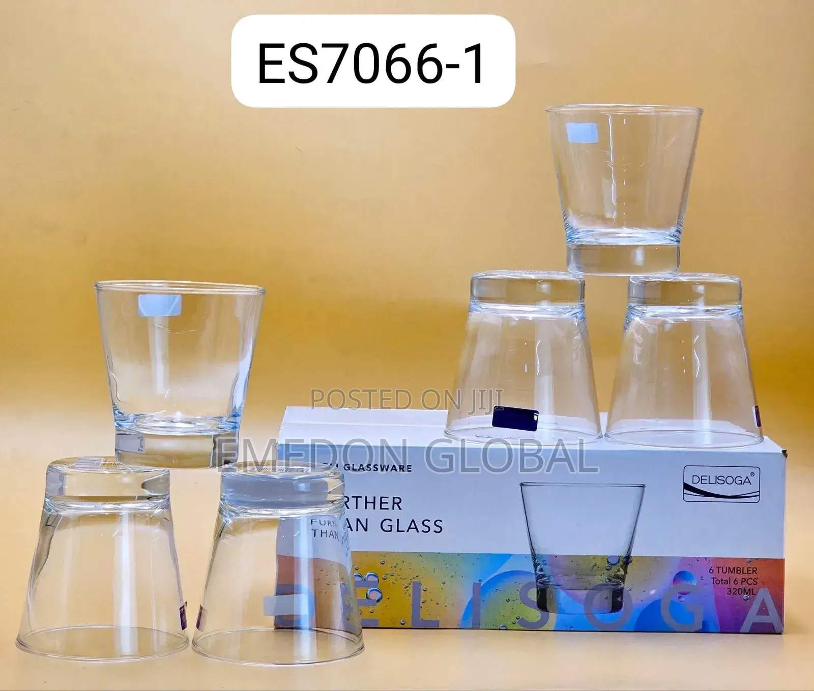 Glass Tumblers for Whiskey or Juice. 6pcs