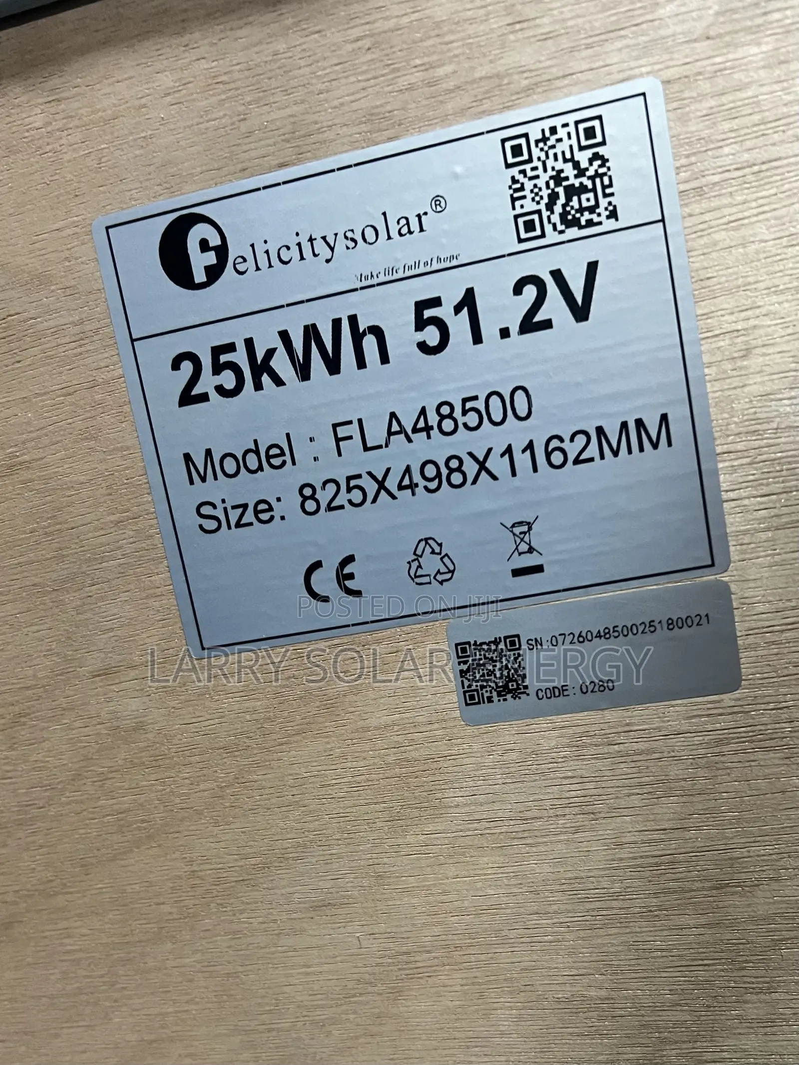 25kwh 51.2v Felicity Lithium Ion Battery