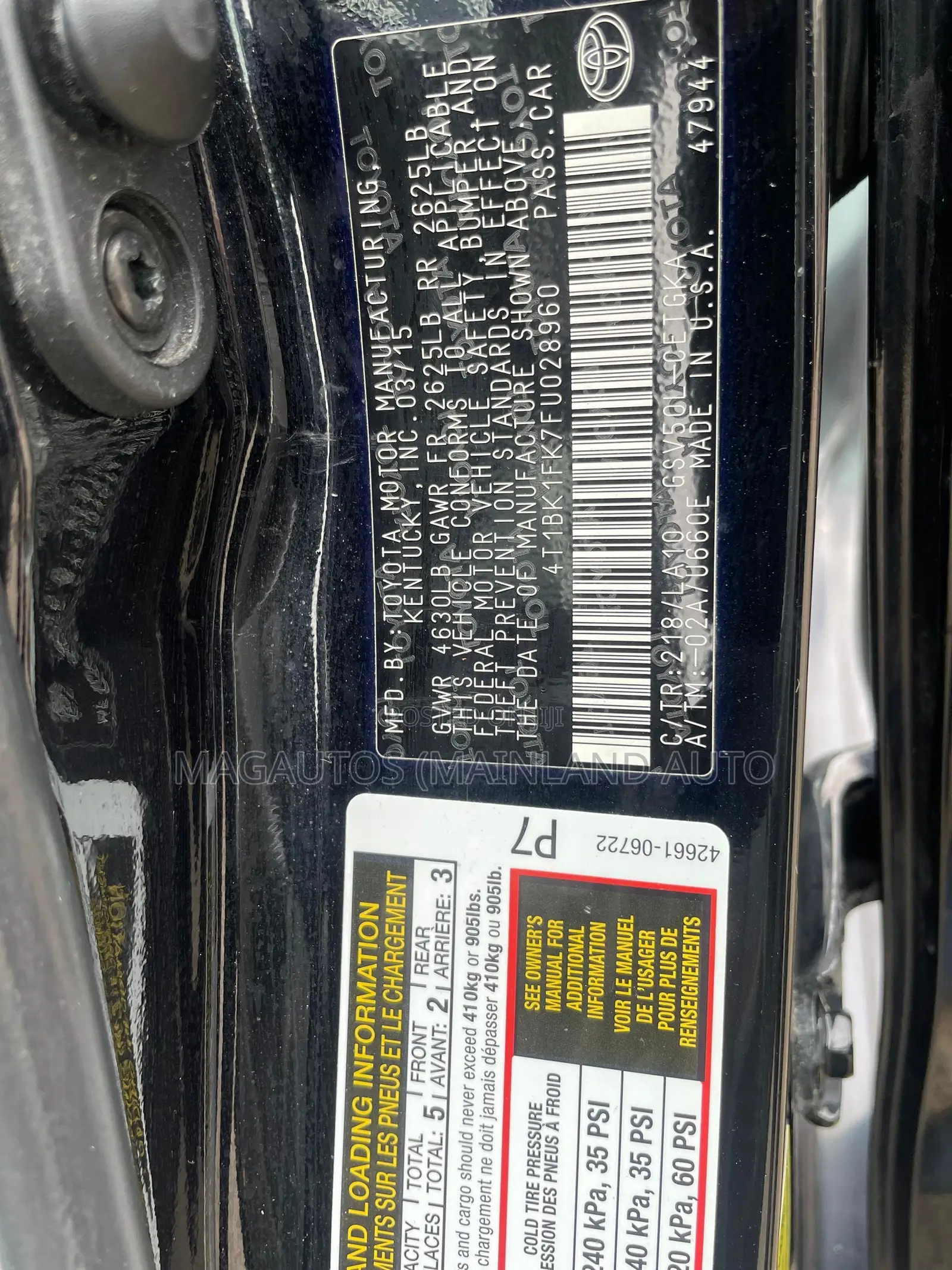 Toyota Camry XLE 4dr Sedan (3.5L 6cyl 6A) 2015 Black