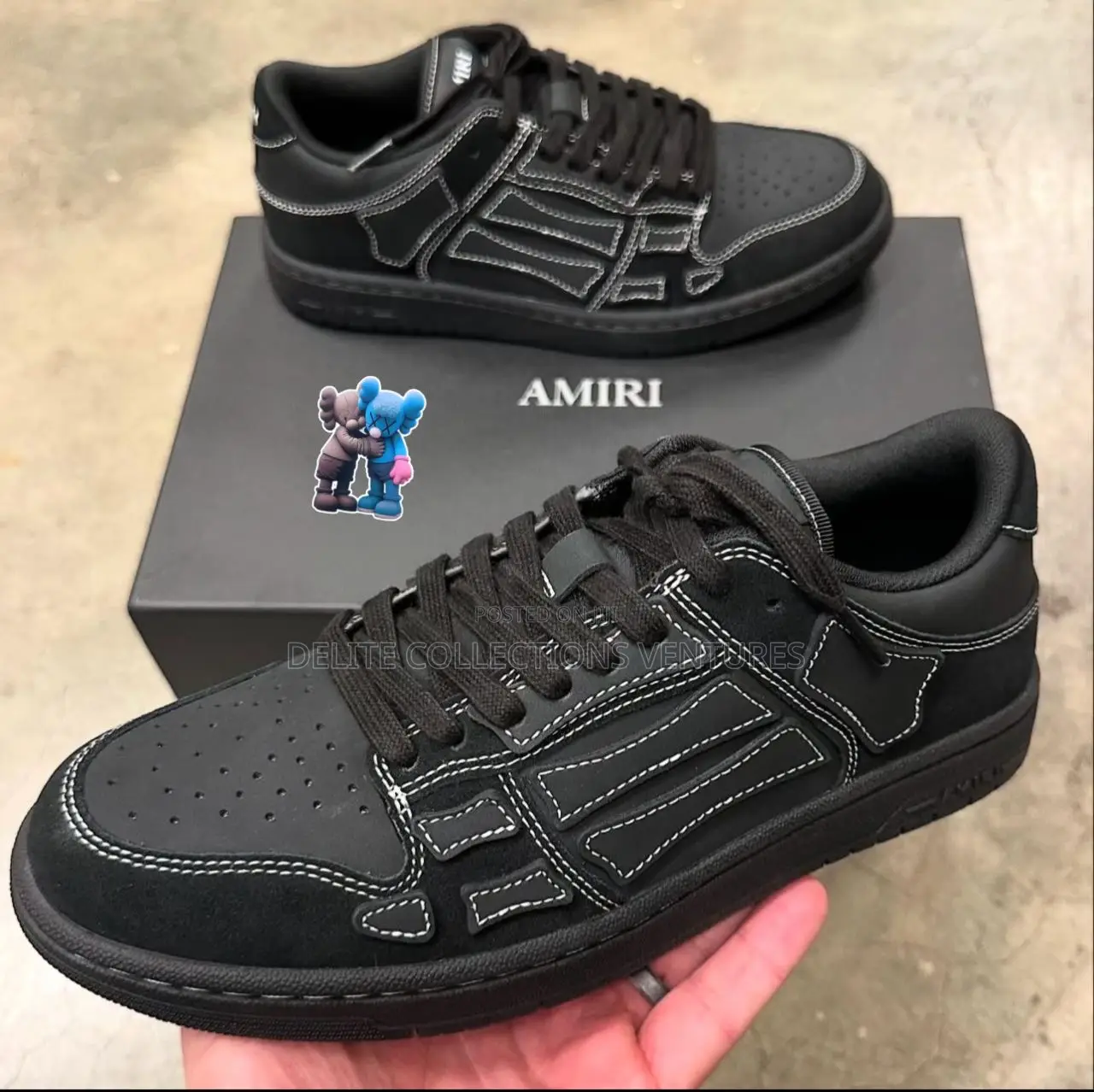 ` New Amiri -Skel -Top Colour Black Leather—White Sneaker•
