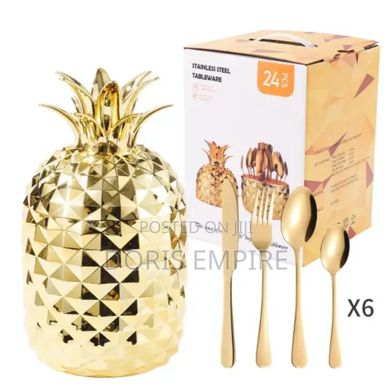 24pcs Pineapple Shaped Cutlery Set
Gold 
Rose Gold 