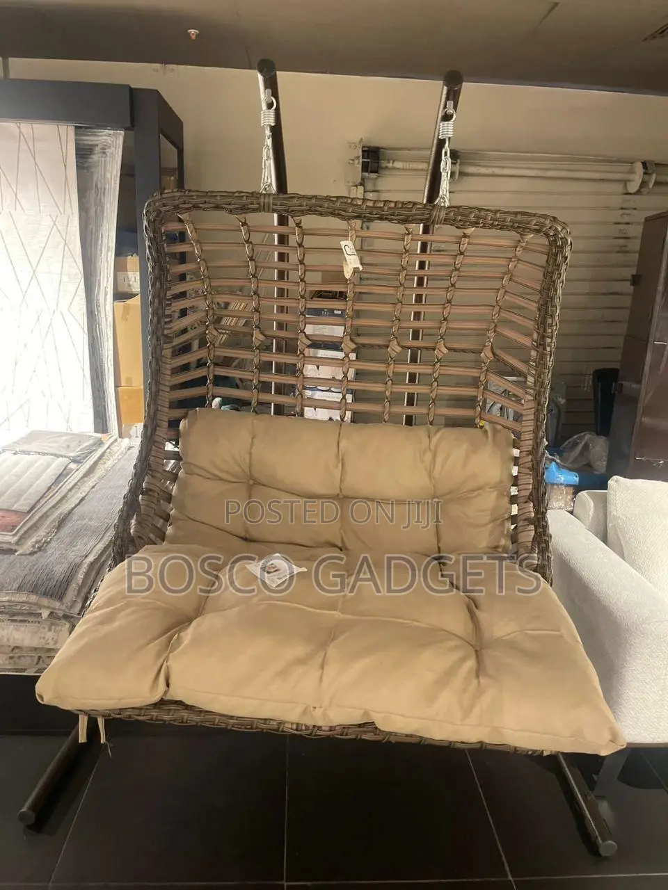 Italian Bodrum Outdoor Swing Chair – Wicker Design With Cushioned Seat