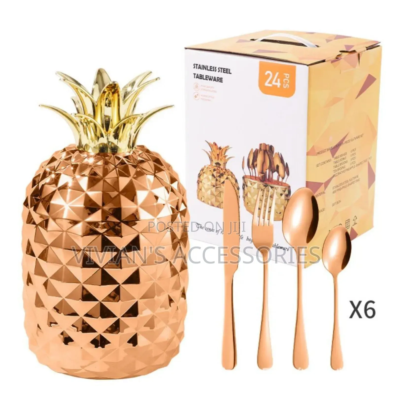 24pcs Pineapple Shaped Cutlery Set
Gold/Bronze Gold