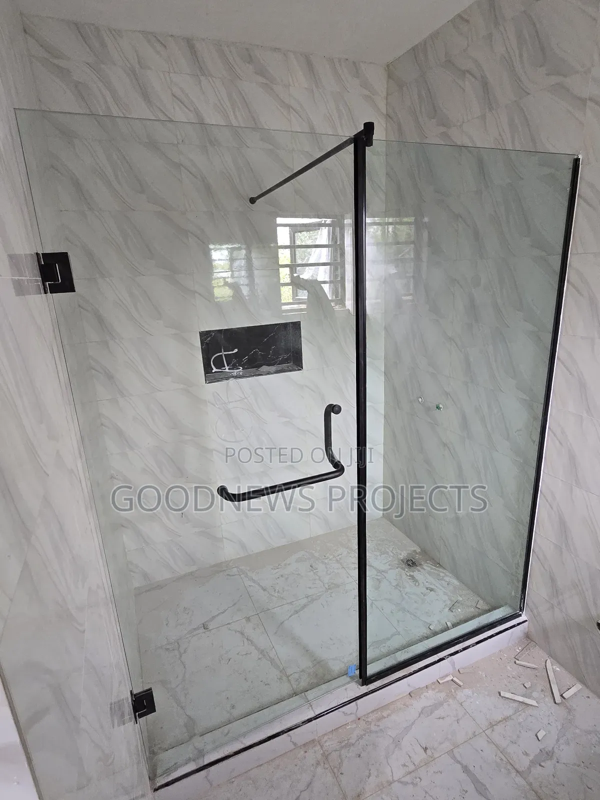 Frameless Black Hinged Shower Door