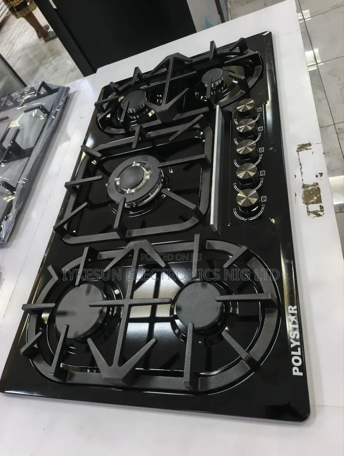 Original Quality Polystar Built-in Black Stainless Steel 5 Burners Gas