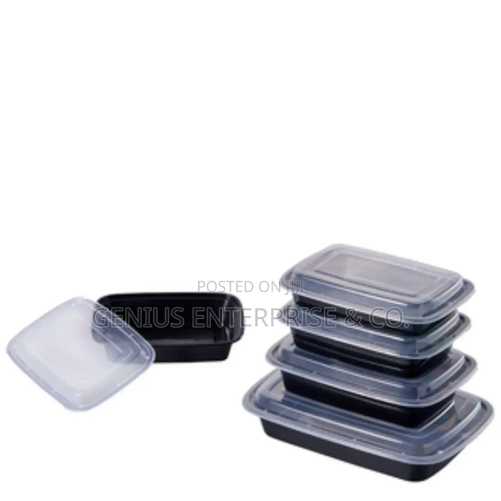 Big 1000ml Fancy Disposable Flat Plate With Transparent Lid (50pcs)