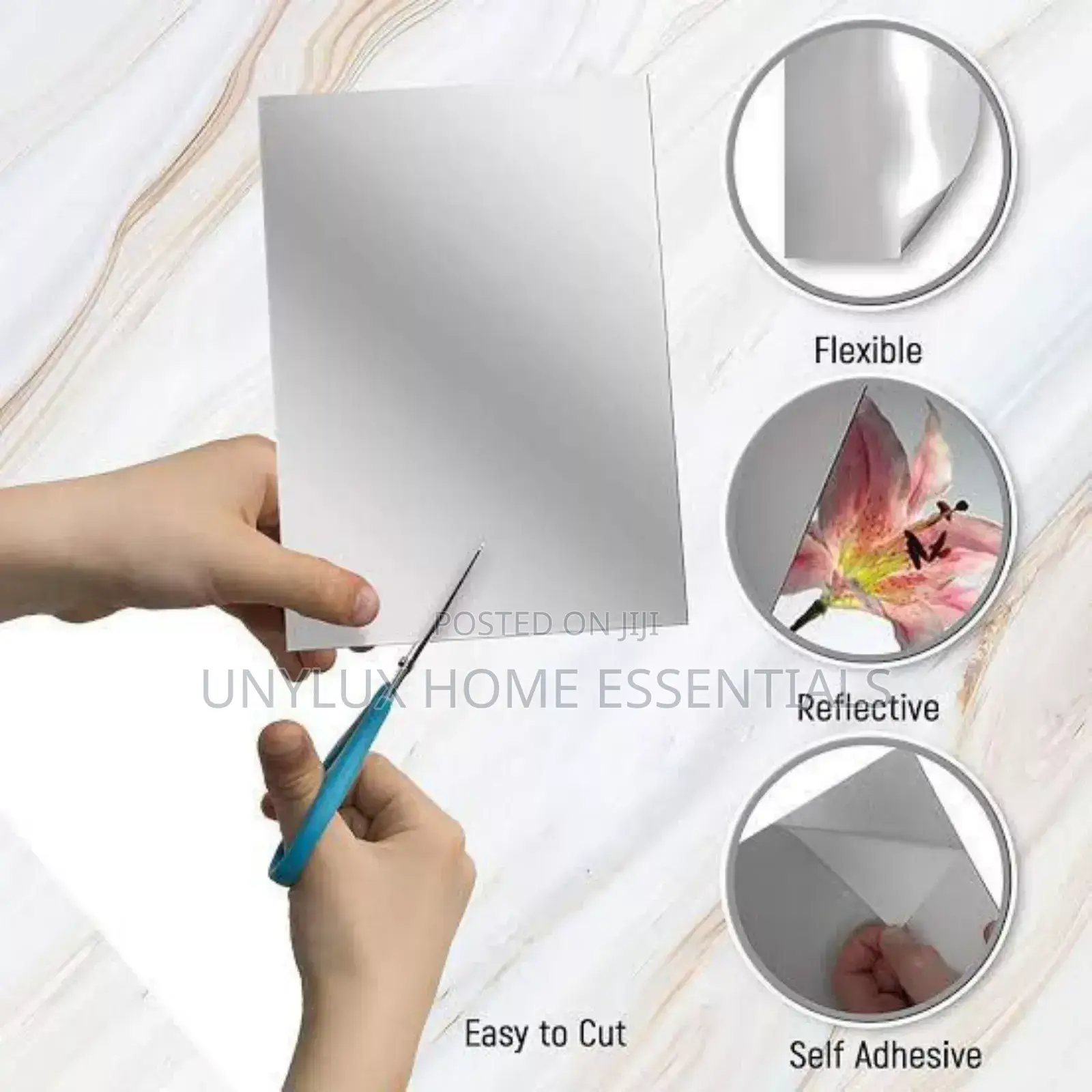 20 X 30cm (Small) Rectangular Adhesive Deco Stick Mirror