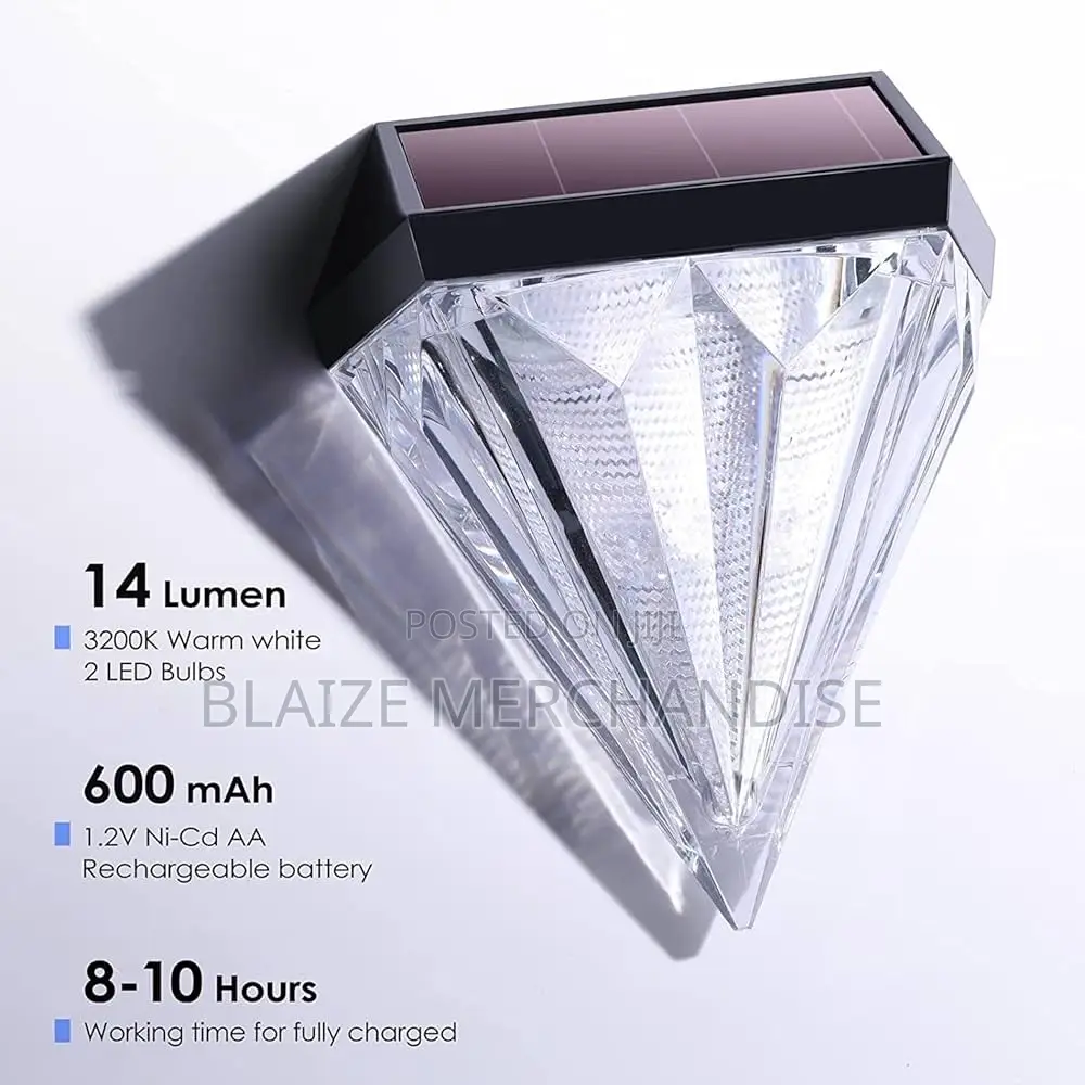 Diamond Waterproof Solar Led Wall Light Outdoor Decorative Lamp