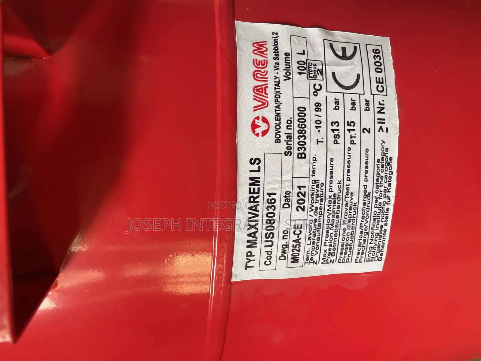 Varem Maxivarem Ls 100l Vertical Pressure Tank
