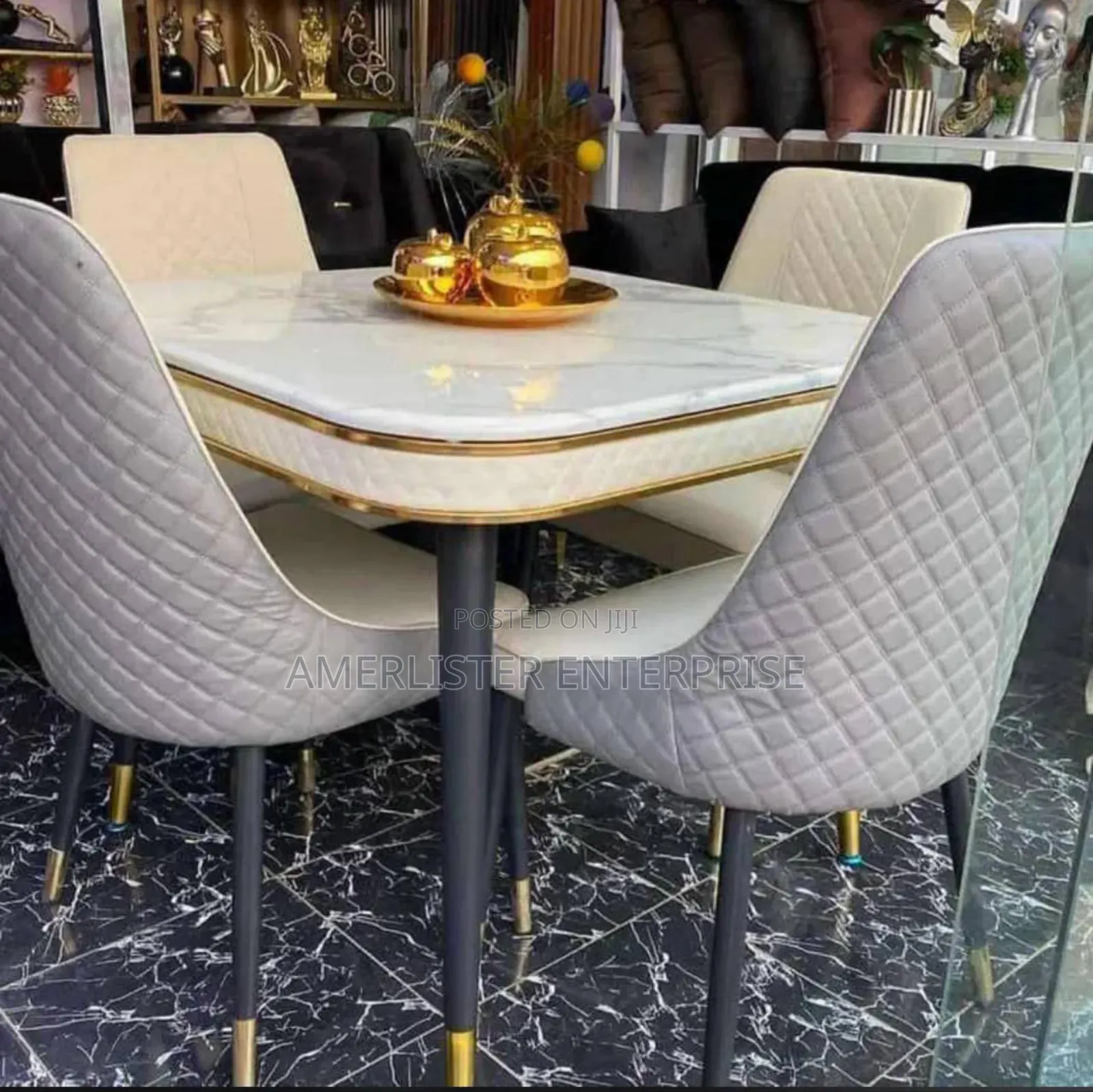 4-Seater Marble Top Dining Set