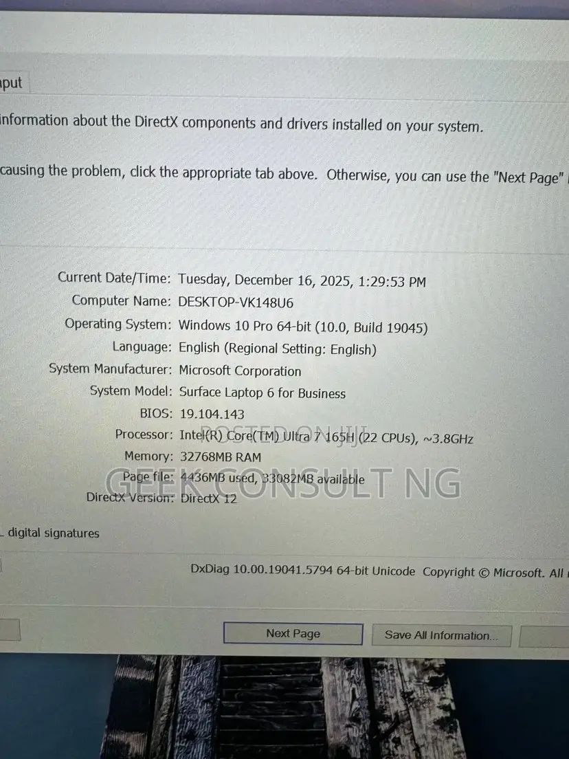 Laptop Microsoft Surface Laptop 6 16GB Intel Core Ultra 7 SSD 256GB