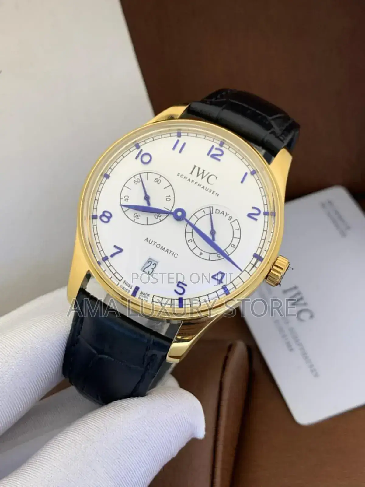Iwc Schaffhausen Genuine Leather Luxury Designer Men's Wristwatches