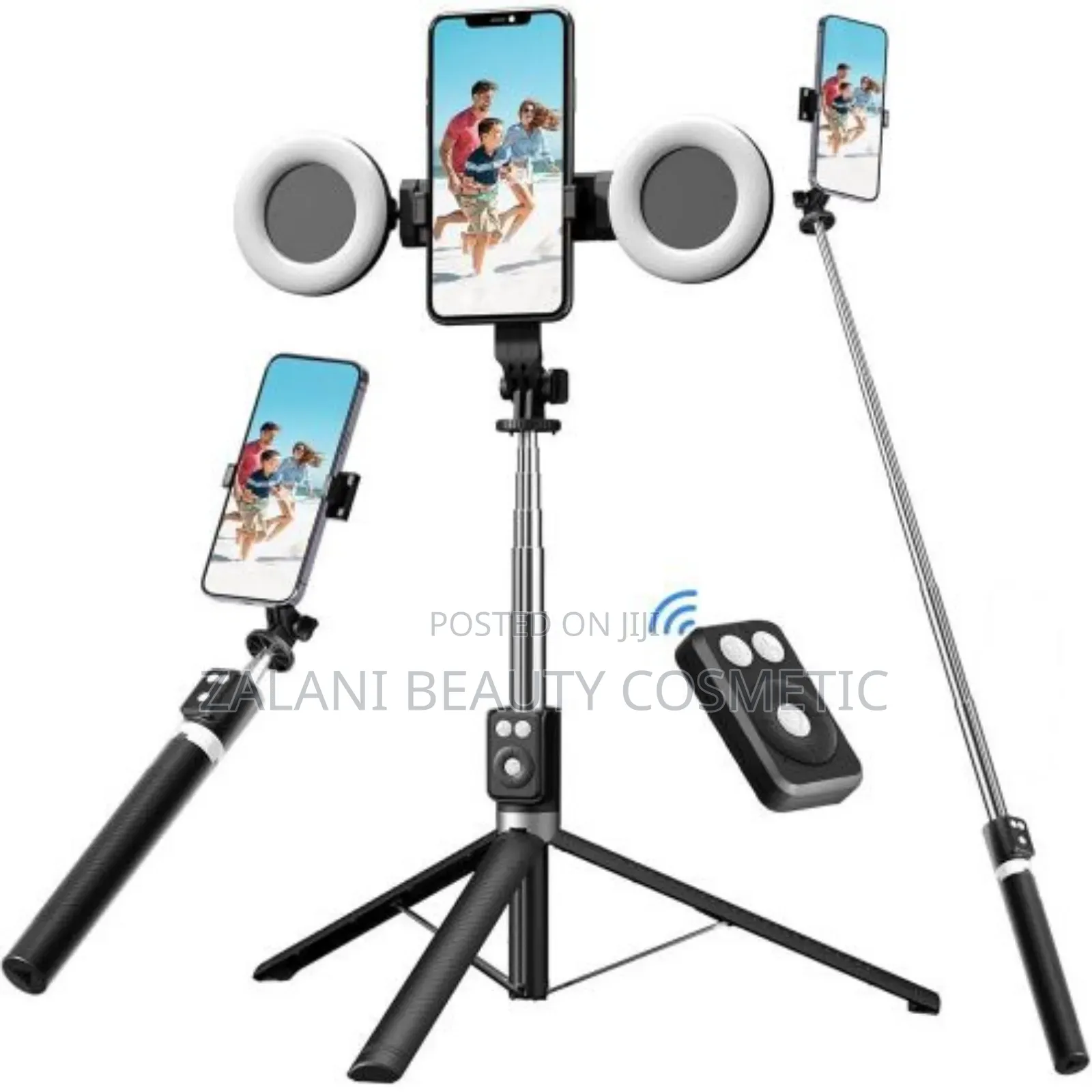 The Packaging for a 3-in-1 Selfie Stick Tripod With Fill Light,