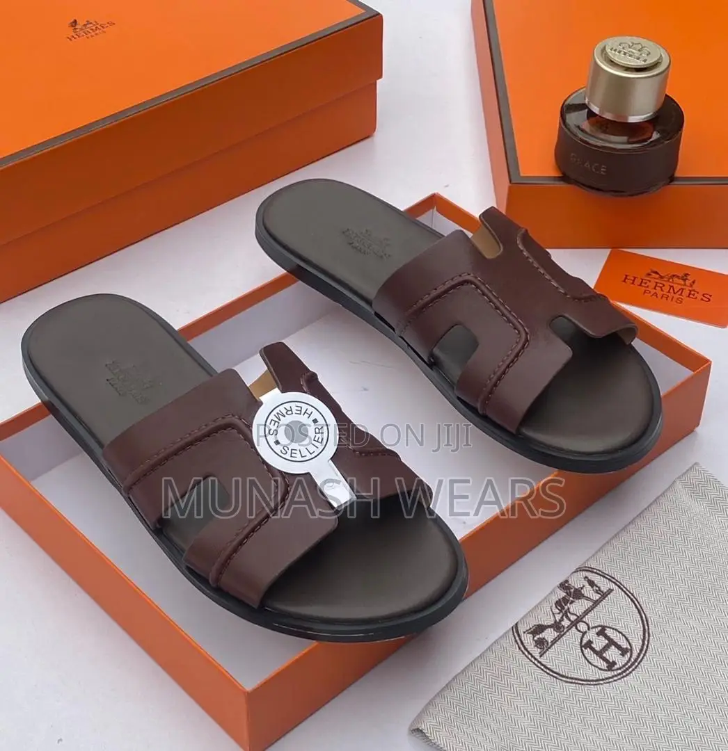 Hermes Leather Slipers For Men 40-46