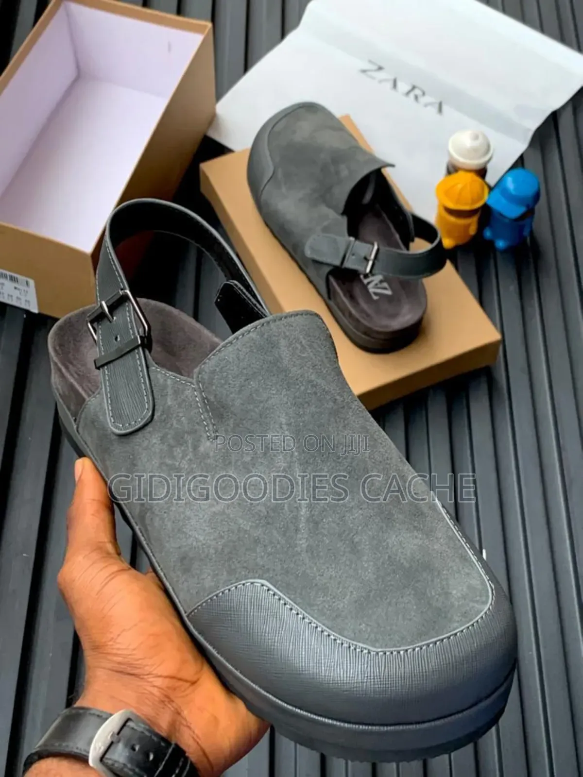 Zara Men's Strapped Buckle Mules Black/Brown/Ash Size 40-46