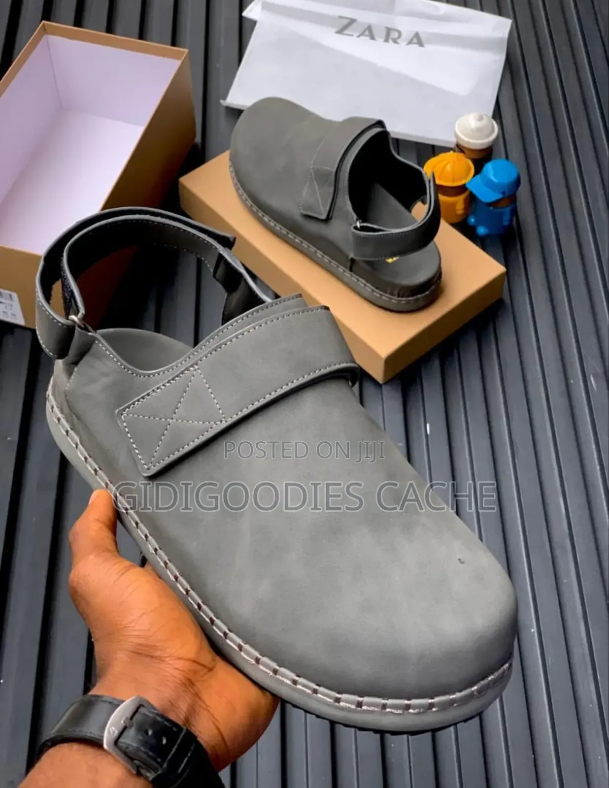 Zara Men's Strapped Buckle Mules Black/Brown/Ash Size 40-46