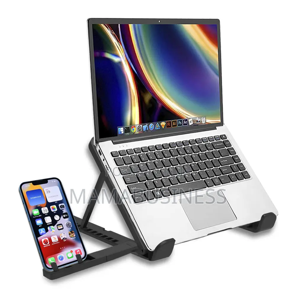 Adjustable Laptop Riser Stand Computer Desk Stand With Phone Holder
