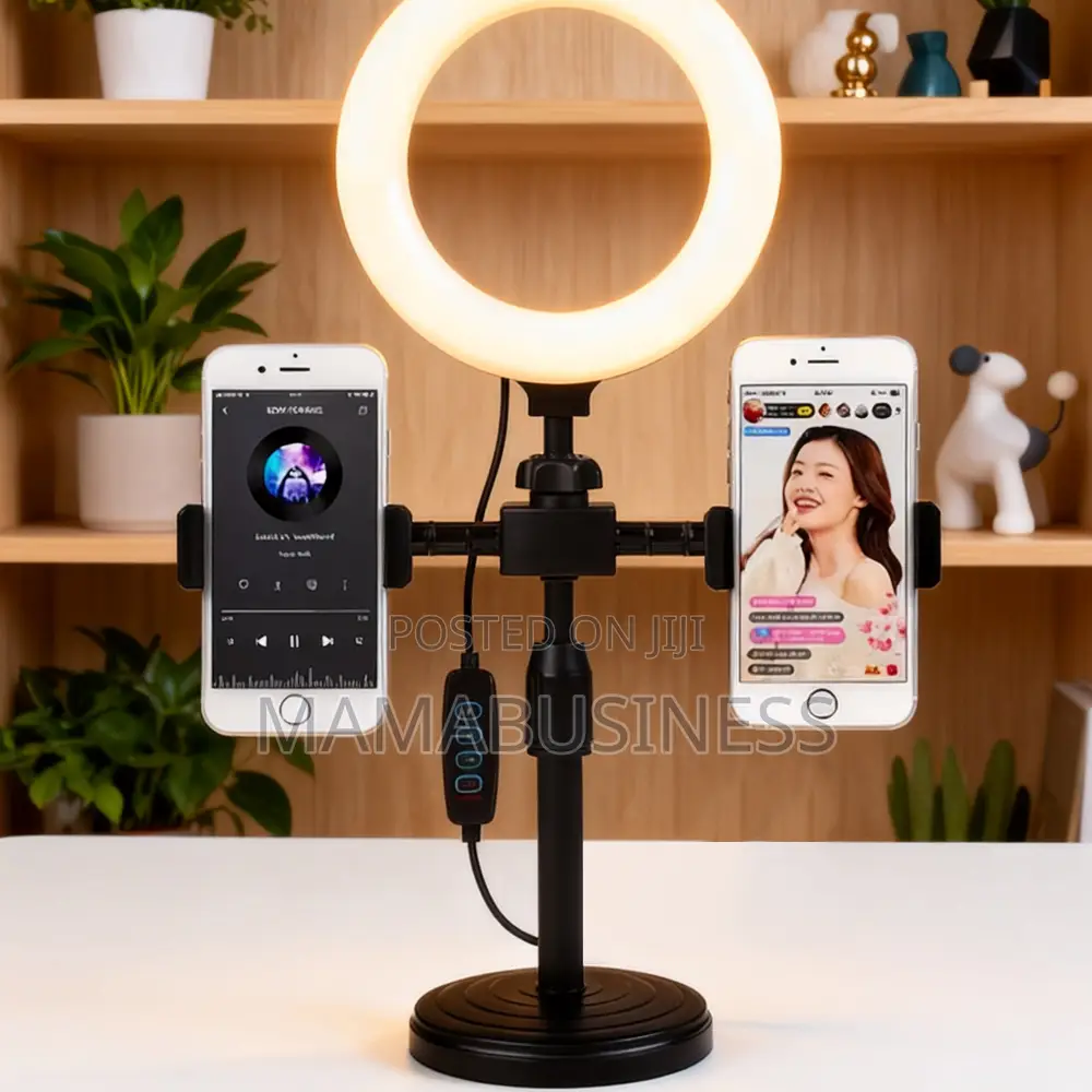 Stand Led Selfie Ring Light Dual Mobile Phone Holder