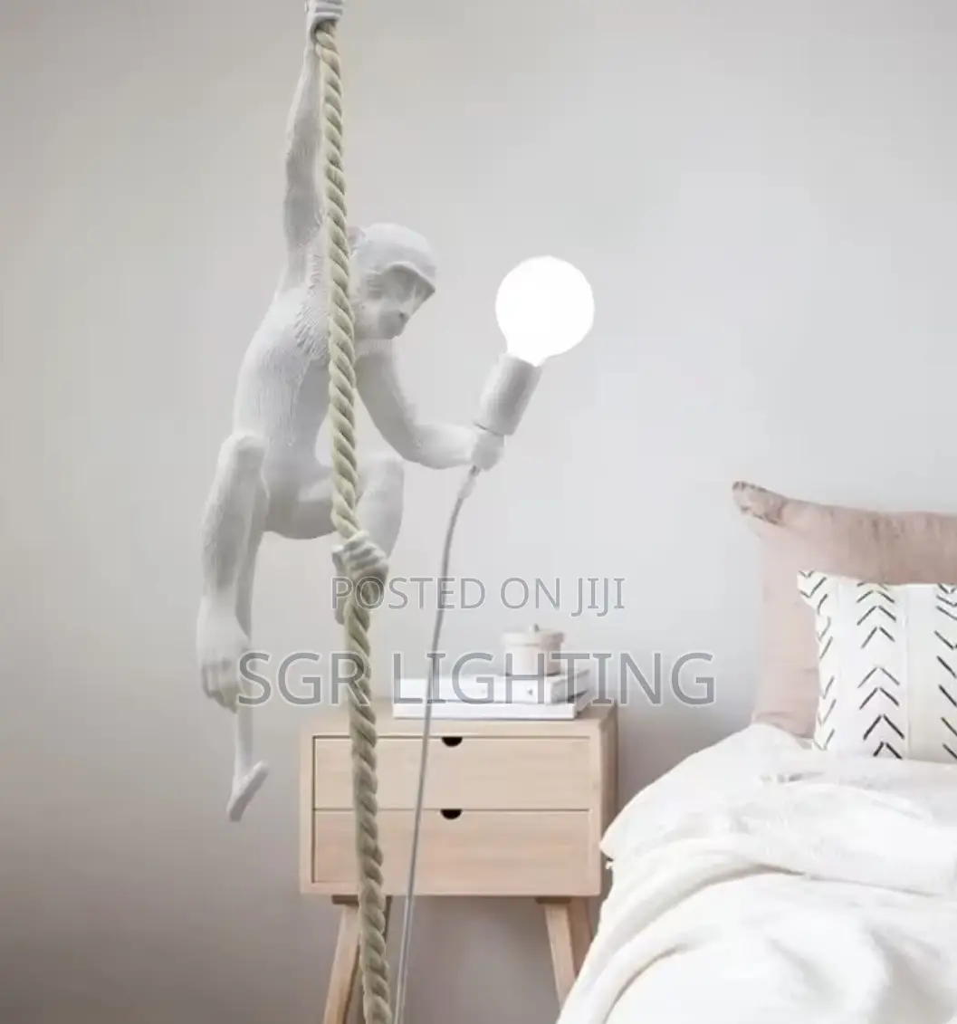 Modern Led Art Monkey Pendant Light Resin Simian Pendant Lamp
