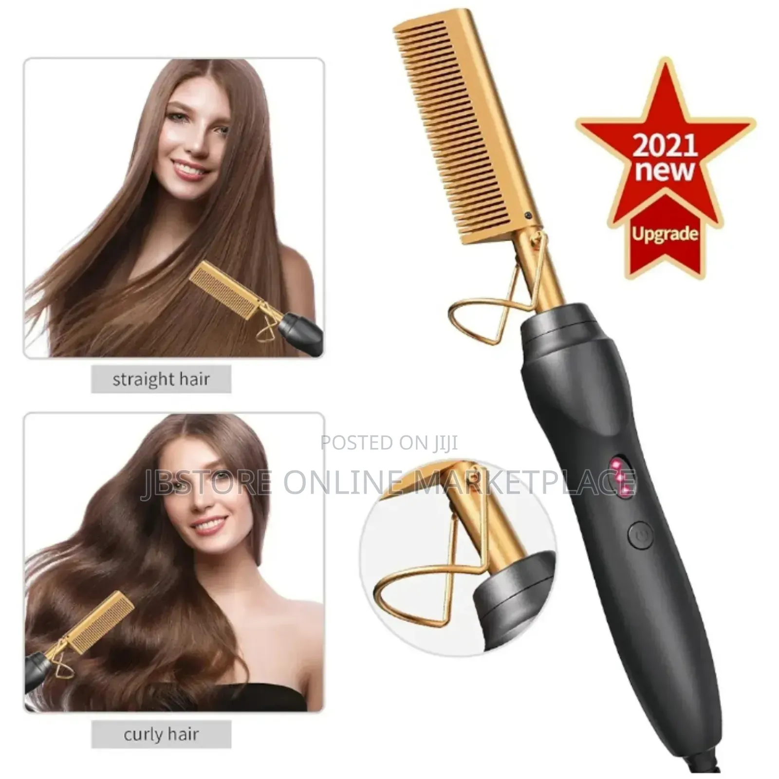 Professional Electric Hot Comb 4 Hair Straightening,Curling, Wig