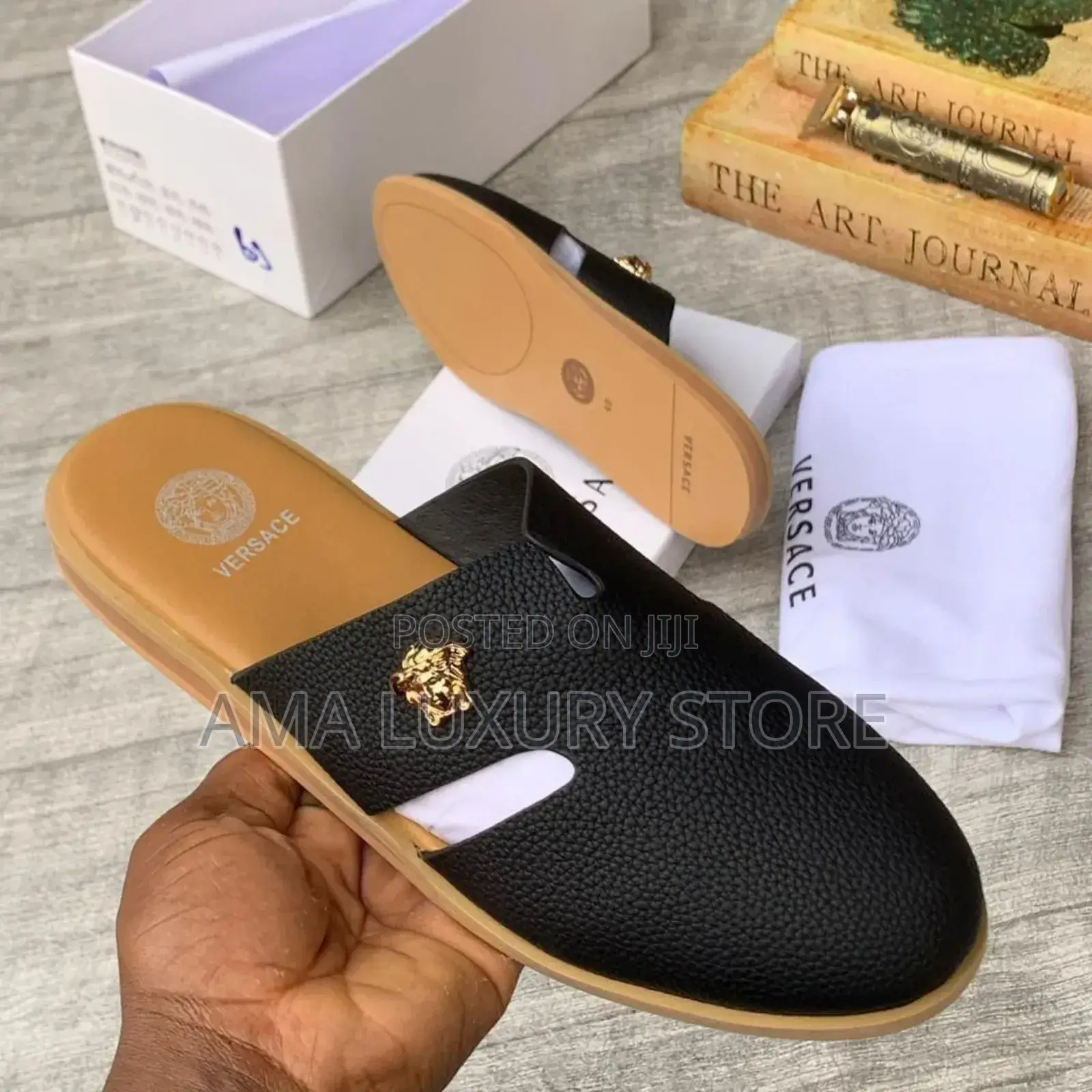 Louis Vuitton/ Versace Genuine Leather Luxury Men's Half Shoes