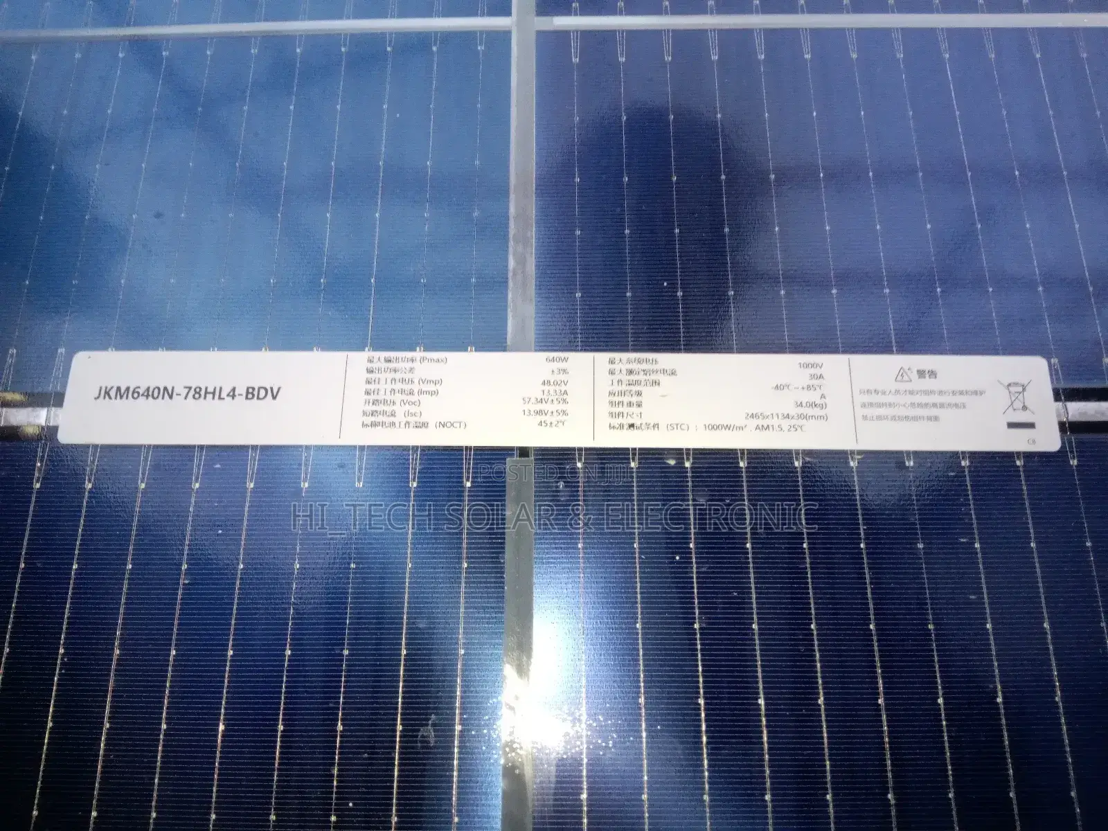 635wtt Jinkosolar Panel Bifacial - 156 Cells - 30yrs Warranty