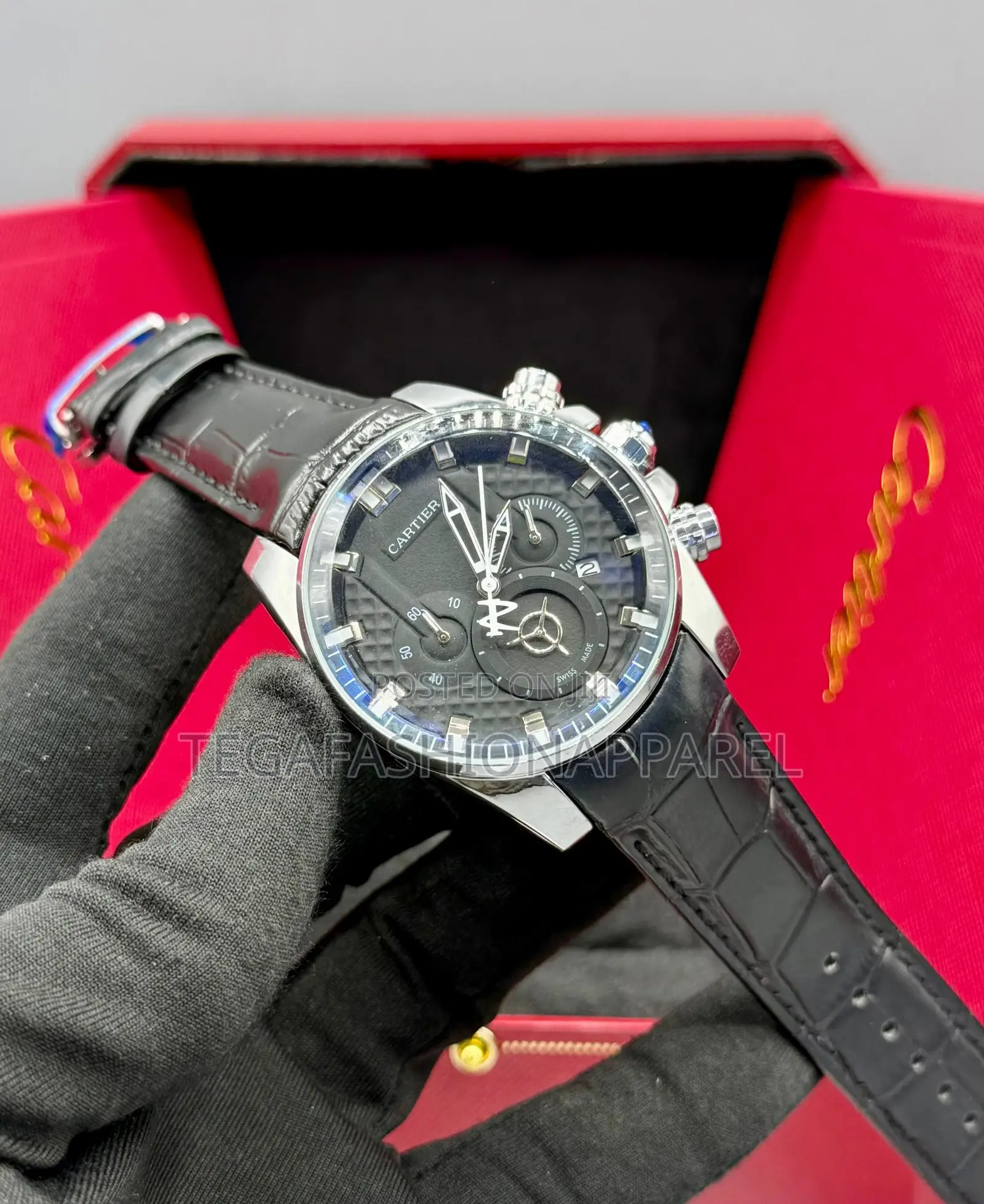 Cartier Chronographic Leather Wristwatch