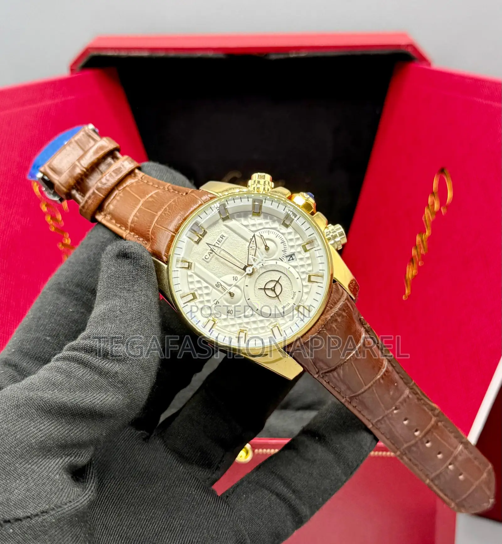 Cartier Chronographic Leather Wristwatch