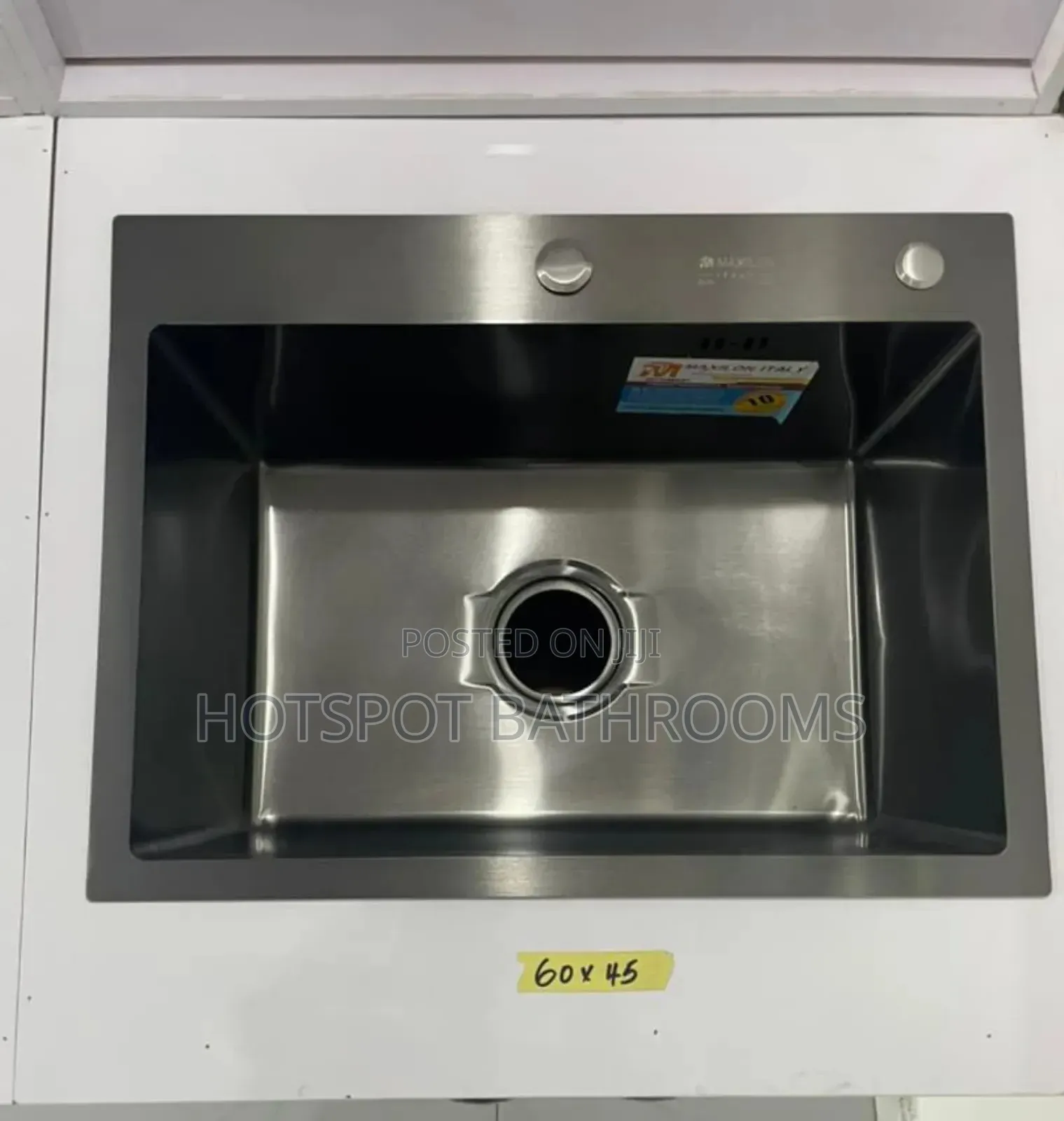 60×45 Premium Stainless Steel Kitchen Sink – Single Bowl