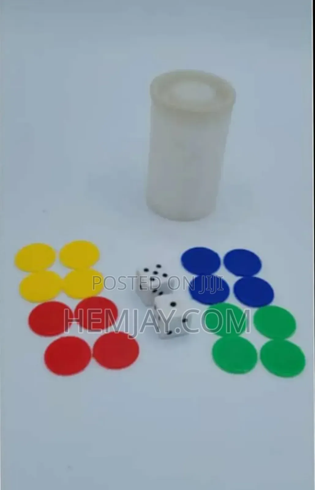 Complete Ludo Equipment (2 Dice, 16 Seed and a Cup)