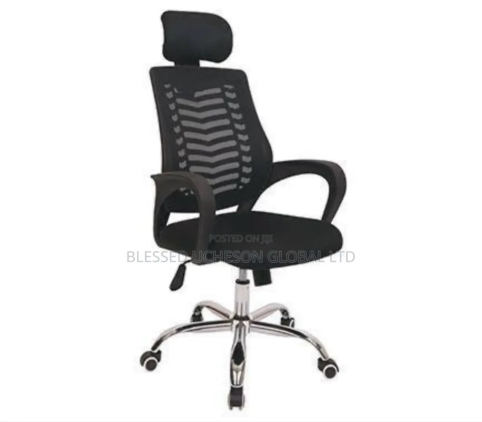 Black Swivel Office Chair With Head Rest