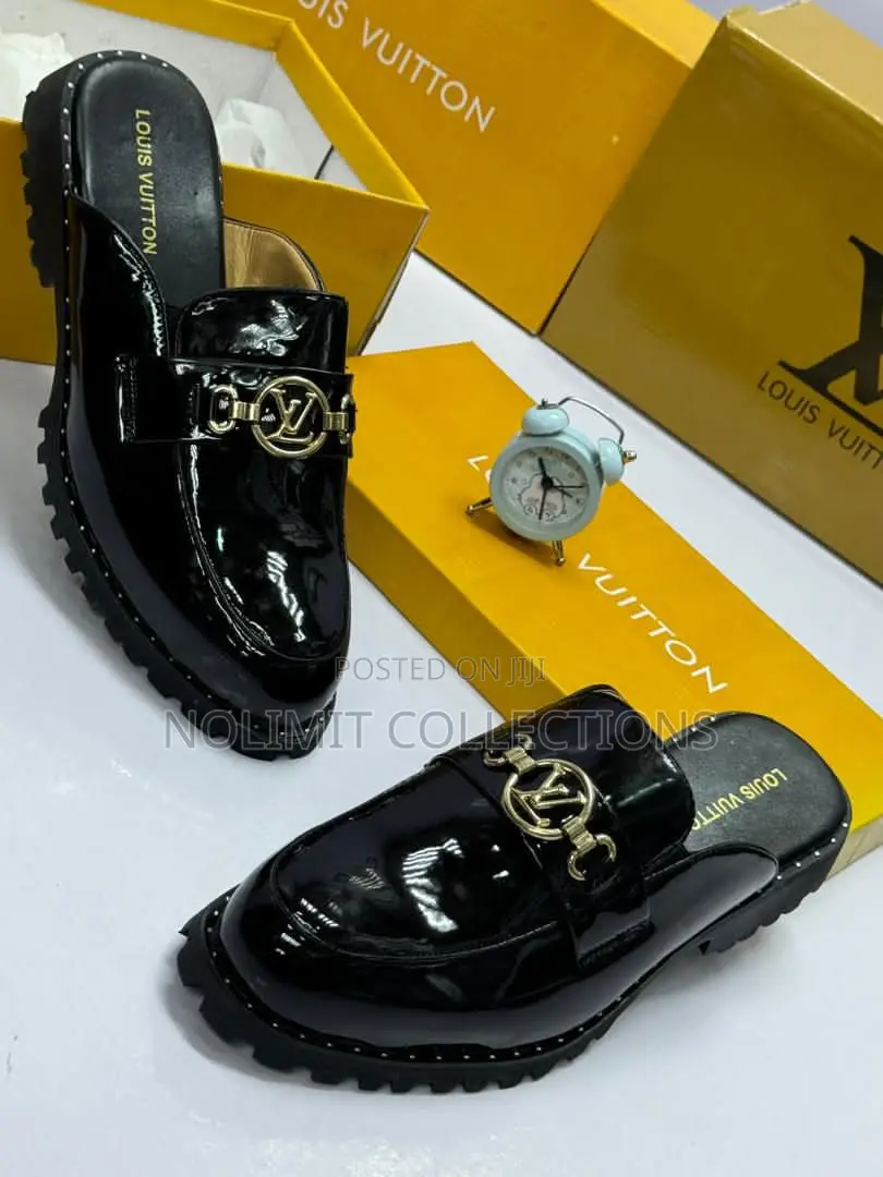 Shiny Leather Thick Soled Louis Vuitton Half Shoe