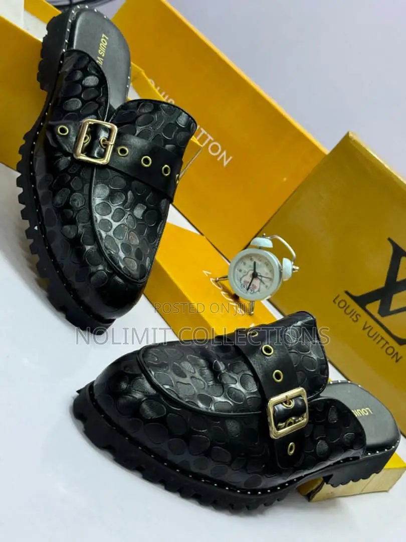 Shiny Leather Thick Soled Louis Vuitton Half Shoe