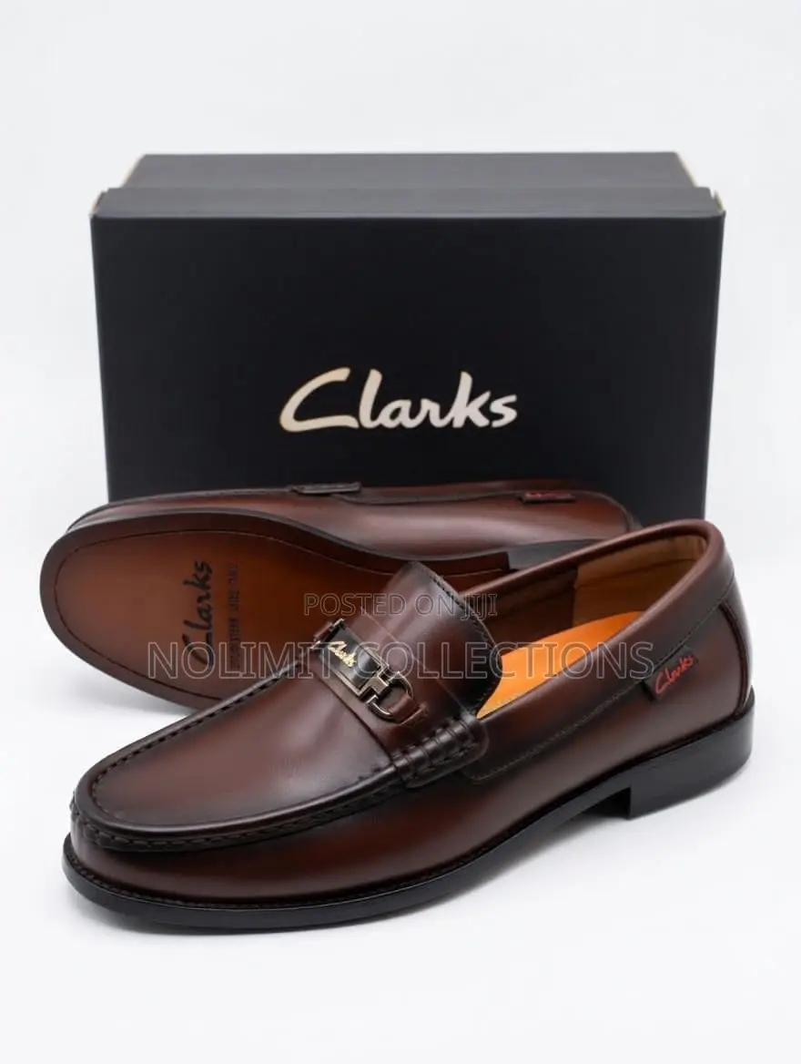 Brown Leather Clark Penny Loafers