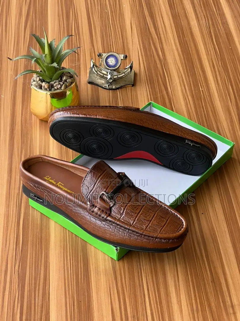 Salvatore Ferragamo Croc Skin Half Shoe