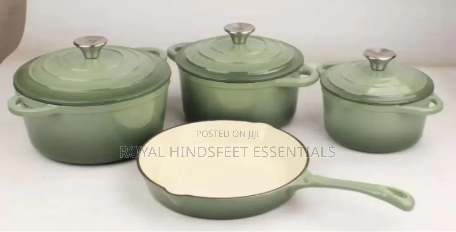 4 Set Enamel Coating Cast Iron Cookware