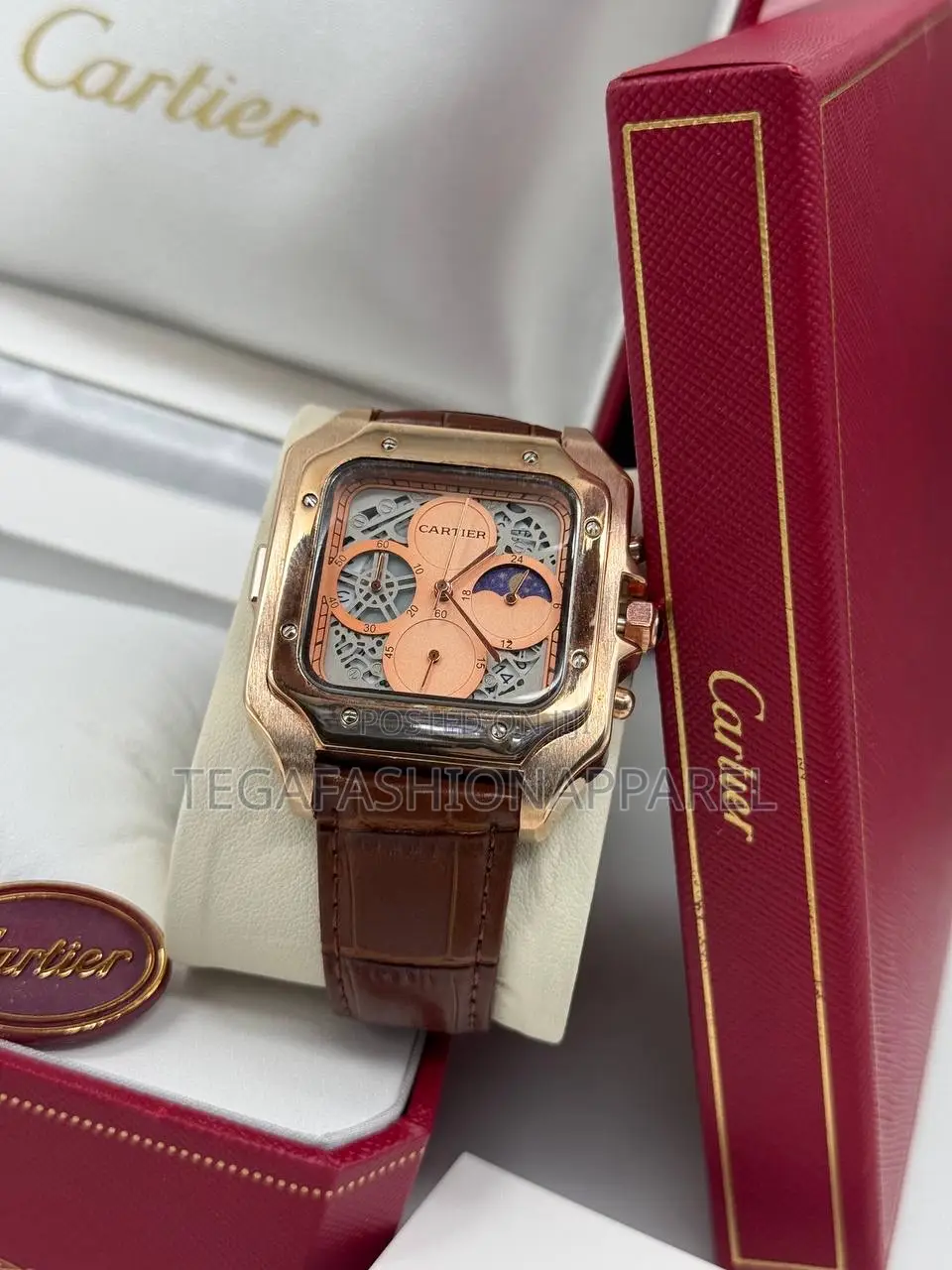 Cartier Santos Chronographic Leather Wristwatch