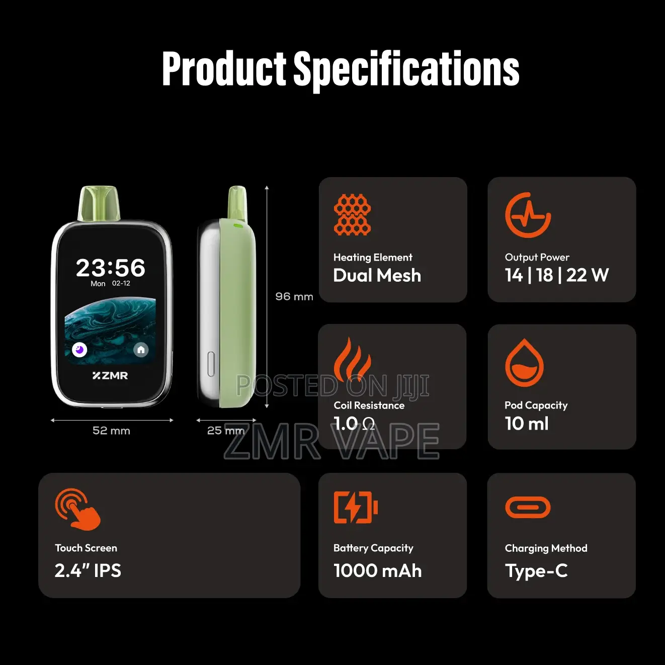 ZMR Motor 30000puffs,Vape With Social App 2.4" Touch 1000mah,Shisha