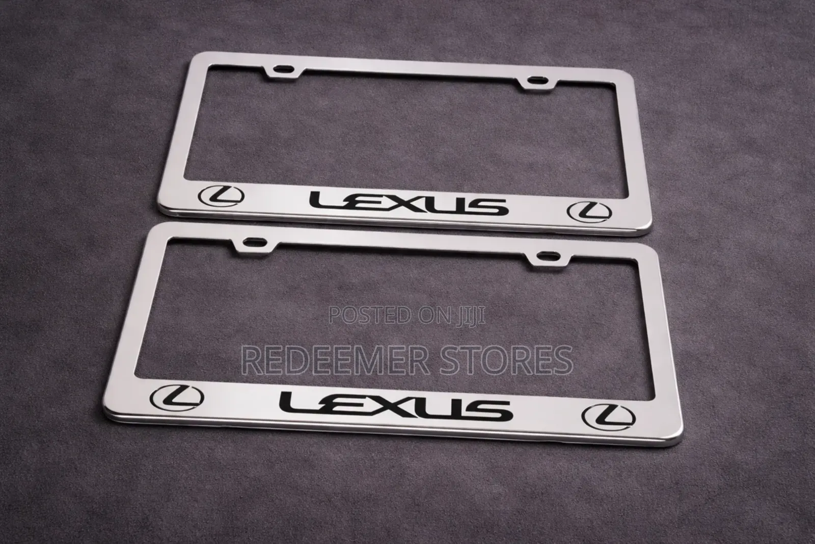 2 PCS -Lexus- Silver Stainless Steel License Plate Frame