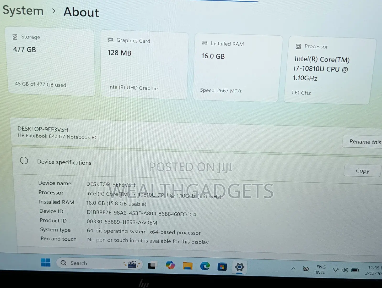 Laptop HP EliteBook 840 G7 16GB Intel Core i7 SSD 512GB