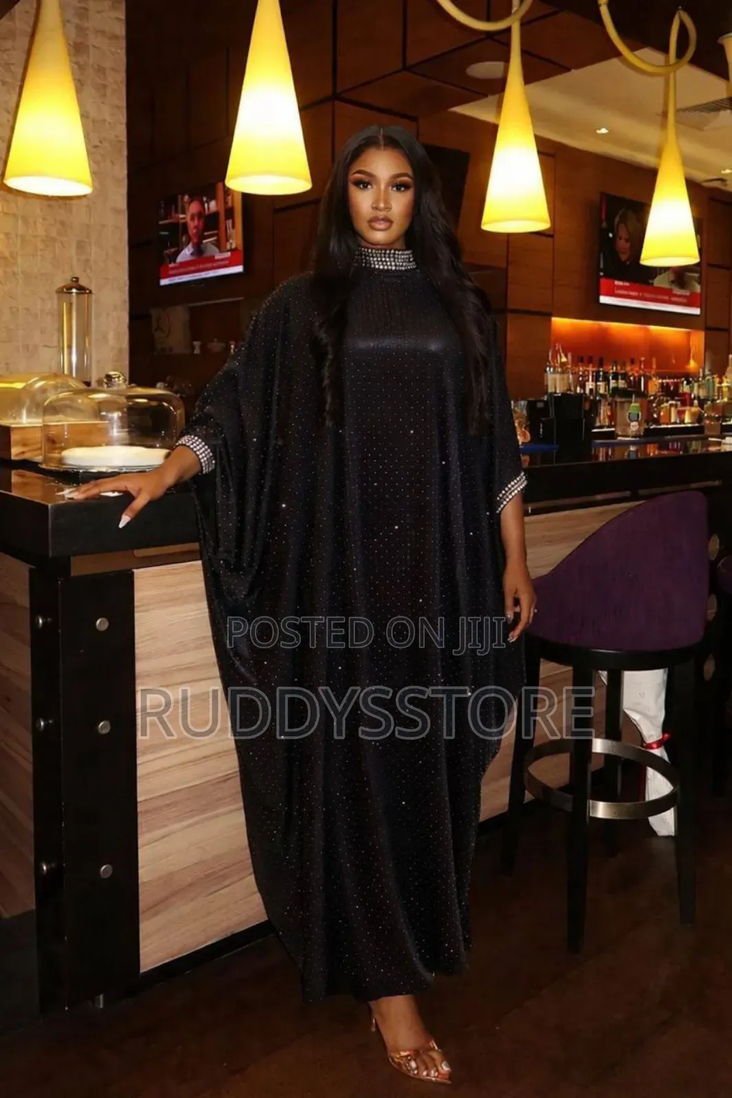 Luxury Rhinestone Detailed Bubu Dress – Elegant Statement Outfit