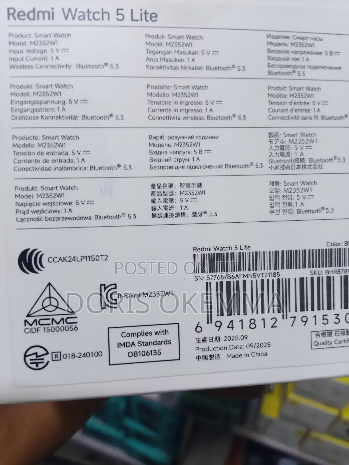 Original Redmi Watch 5 Lite - 1.96" Amoled Built-in GPS (Sealed)